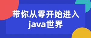 带你从零开始进入java编程世界-大雄搜集站