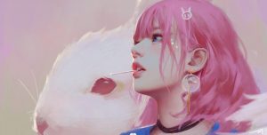 粉色头发女孩兔子4k动漫壁纸【第一期】-大雄搜集站