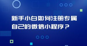 新手小白如何注册专属自己的微信小程序?-大雄搜集站