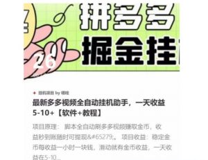 拼多多视频项目挂机脚本工具-大雄搜集站